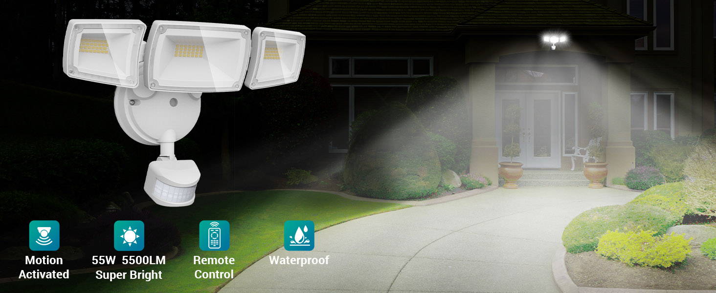 [宅送] Ustellar 2-Pack Daylight 5000K Light Security Remote 5500LM 55W LED電球